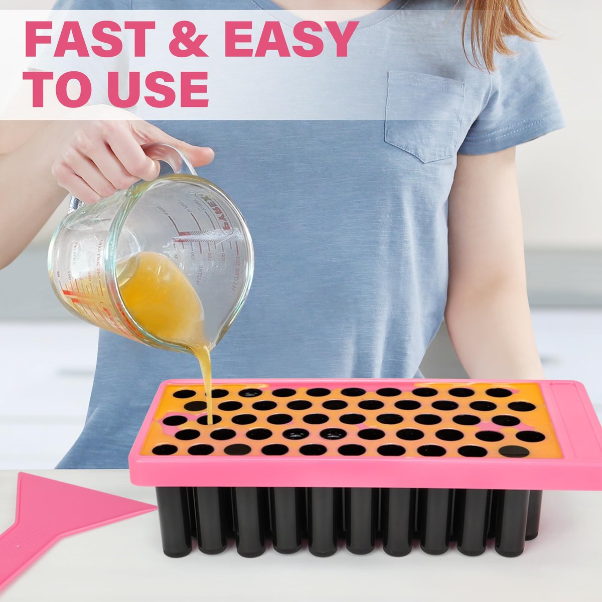 LotFancy Lip Balm Tubes Kit with Filling Tray and Spatula - 50-Pack 4.5ml Black BPA-Free Leak-Proof Containers for Handmade Lip Balm Making Avelisse