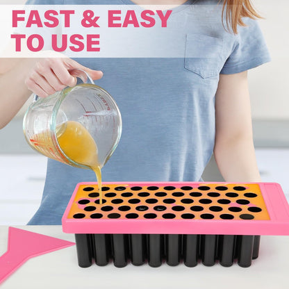 LotFancy Lip Balm Tubes Kit with Filling Tray and Spatula - 50-Pack 4.5ml Black BPA-Free Leak-Proof Containers for Handmade Lip Balm Making Avelisse