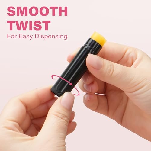LotFancy Lip Balm Tubes Kit with Filling Tray and Spatula - 50-Pack 4.5ml Black BPA-Free Leak-Proof Containers for Handmade Lip Balm Making Avelisse