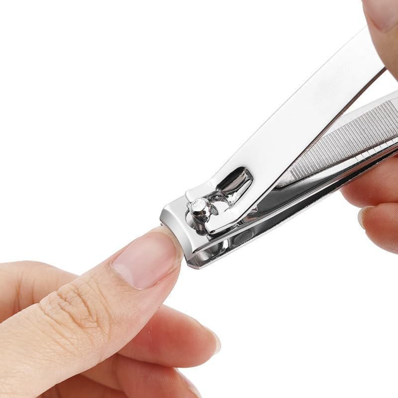 Ucheom Large Nail Clippers 2-Pack: Sharp Stainless Steel Fingernail & Toenail Trimmers with Nail File, Manicure Kit for Men & Women, Black and Silver - görsel 7