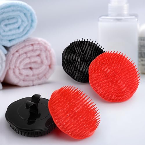 NICEMOVIC Scalp Scrubber Shampoo Brush 4 Pack - Scalp Massager for Hair Growth & Dandruff, Head Scrubber for Shower & Dry Use (2 Black + 2 Red) - görsel 14