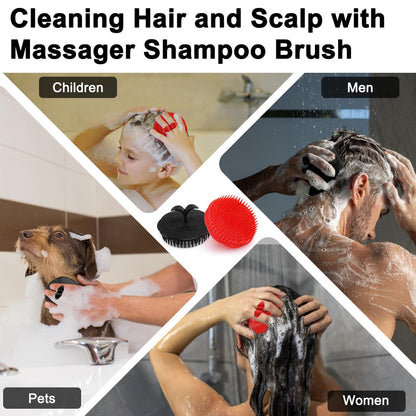 NICEMOVIC Scalp Scrubber Shampoo Brush 4 Pack - Scalp Massager for Hair Growth & Dandruff, Head Scrubber for Shower & Dry Use (2 Black + 2 Red)