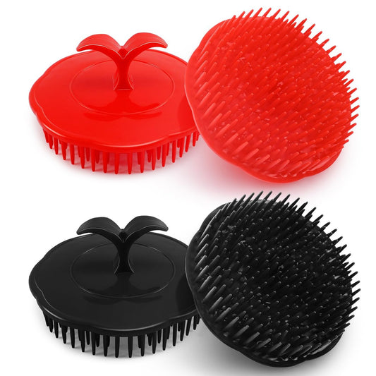 NICEMOVIC Scalp Scrubber Shampoo Brush 4 Pack - Scalp Massager for Hair Growth & Dandruff, Head Scrubber for Shower & Dry Use (2 Black + 2 Red)