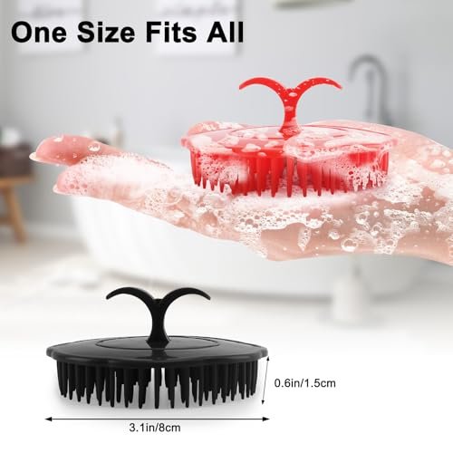 NICEMOVIC Scalp Scrubber Shampoo Brush 4 Pack - Scalp Massager for Hair Growth & Dandruff, Head Scrubber for Shower & Dry Use (2 Black + 2 Red) - görsel 6
