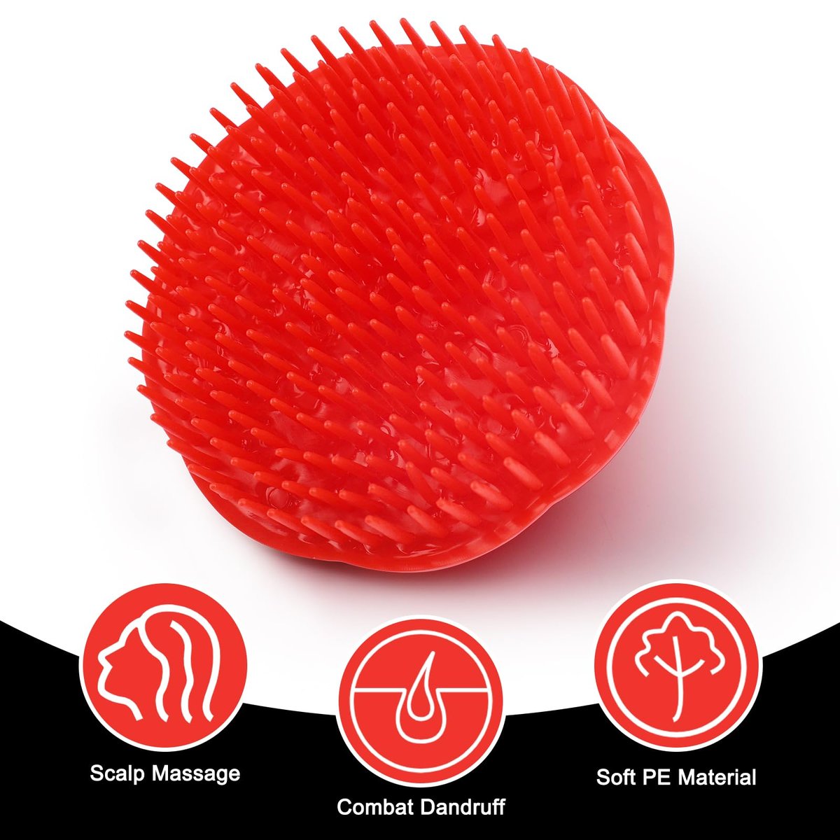 NICEMOVIC Scalp Scrubber Shampoo Brush 4 Pack - Scalp Massager for Hair Growth & Dandruff, Head Scrubber for Shower & Dry Use (2 Black + 2 Red) - görsel 3