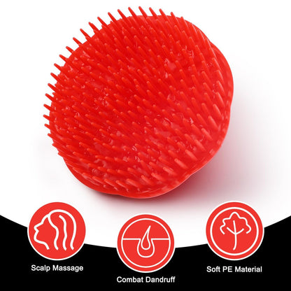NICEMOVIC Scalp Scrubber Shampoo Brush 4 Pack - Scalp Massager for Hair Growth & Dandruff, Head Scrubber for Shower & Dry Use (2 Black + 2 Red)
