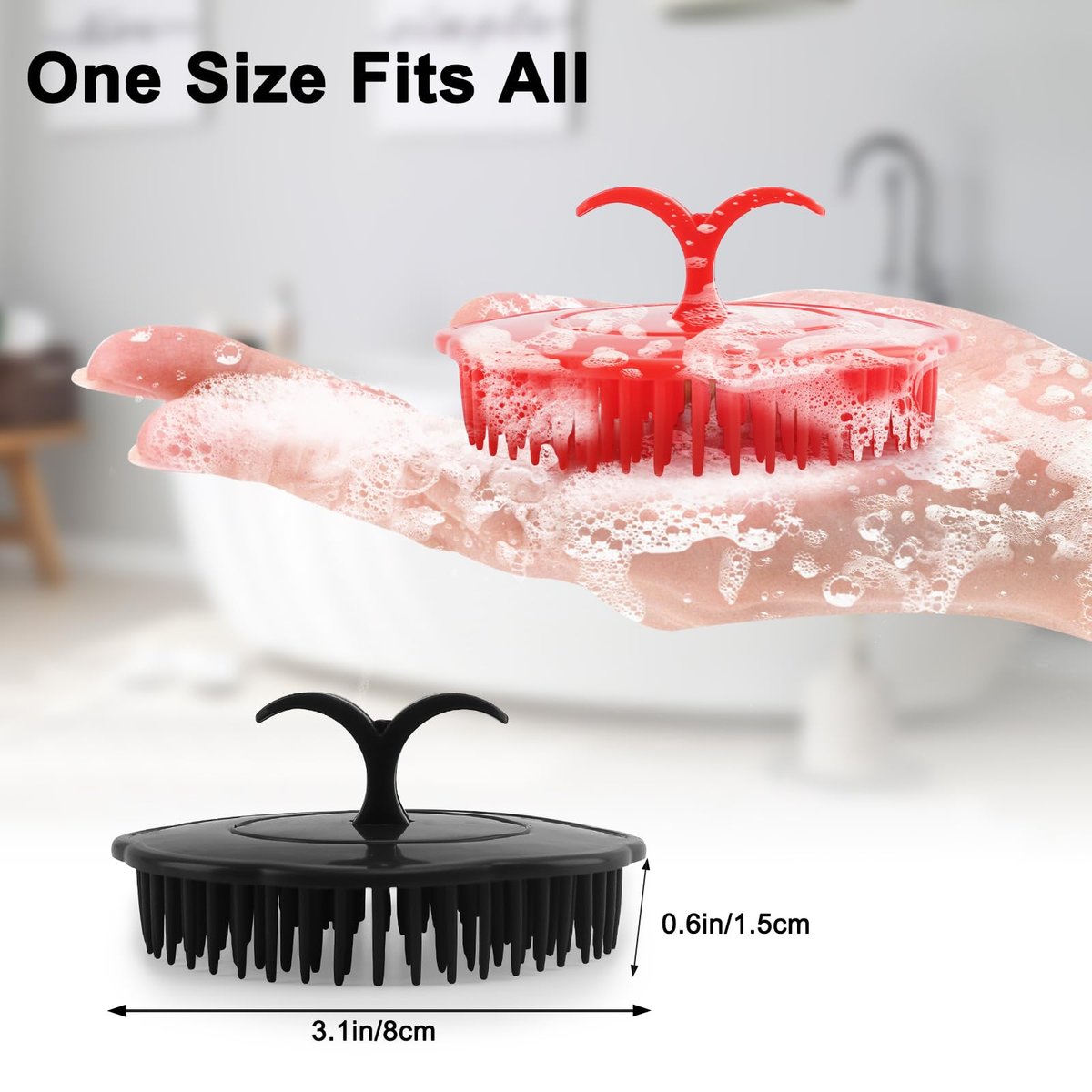 NICEMOVIC Scalp Scrubber Shampoo Brush 4 Pack - Scalp Massager for Hair Growth & Dandruff, Head Scrubber for Shower & Dry Use (2 Black + 2 Red) - görsel 5