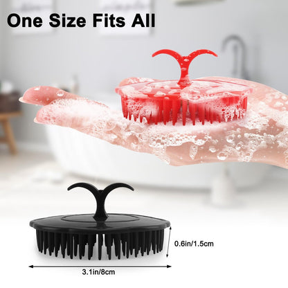 NICEMOVIC Scalp Scrubber Shampoo Brush 4 Pack - Scalp Massager for Hair Growth & Dandruff, Head Scrubber for Shower & Dry Use (2 Black + 2 Red)
