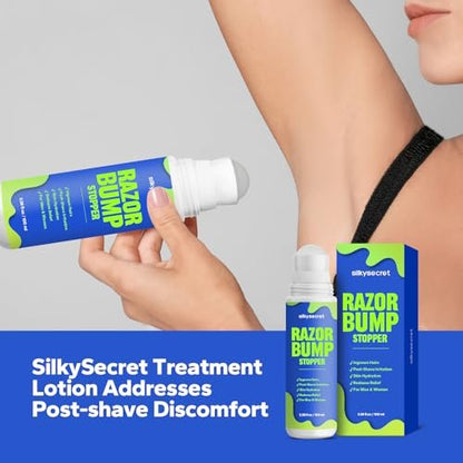 SilkySecret Razor Bump Stopper – Ingrown Hair Treatment & Razor Burn Relief for Men & Women, After Shave Lotion for Smooth, Bump-Free Skin (3.38 Fl Oz)