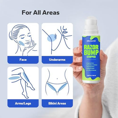 SilkySecret Razor Bump Stopper – Ingrown Hair Treatment & Razor Burn Relief for Men & Women, After Shave Lotion for Smooth, Bump-Free Skin (3.38 Fl Oz)