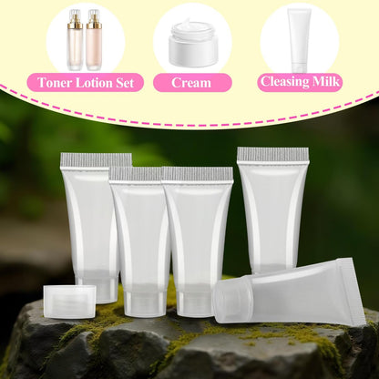 20 Pack 5ml Refillable Empty Tubes with Syringes - Portable Travel Squeezable Containers for Shampoo, Makeup, Facial Cleanser, Lip Gloss