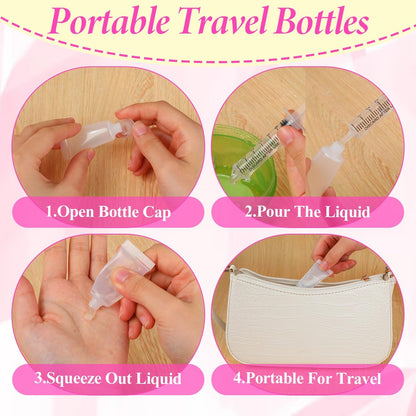 20 Pack 5ml Refillable Empty Tubes with Syringes - Portable Travel Squeezable Containers for Shampoo, Makeup, Facial Cleanser, Lip Gloss