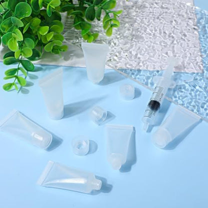 20 Pack 5ml Refillable Empty Tubes with Syringes - Portable Travel Squeezable Containers for Shampoo, Makeup, Facial Cleanser, Lip Gloss