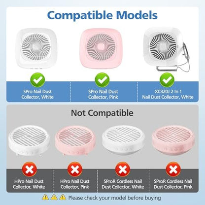 4 Pack Nail Dust Collector Replacement Filter Compatible with MelodySusie SPro / XC320J - Reusable HEPA Filter for Acrylic Nail Tools, White Avelisse