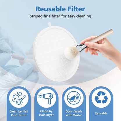 4 Pack Nail Dust Collector Replacement Filter Compatible with MelodySusie SPro / XC320J - Reusable HEPA Filter for Acrylic Nail Tools, White Avelisse