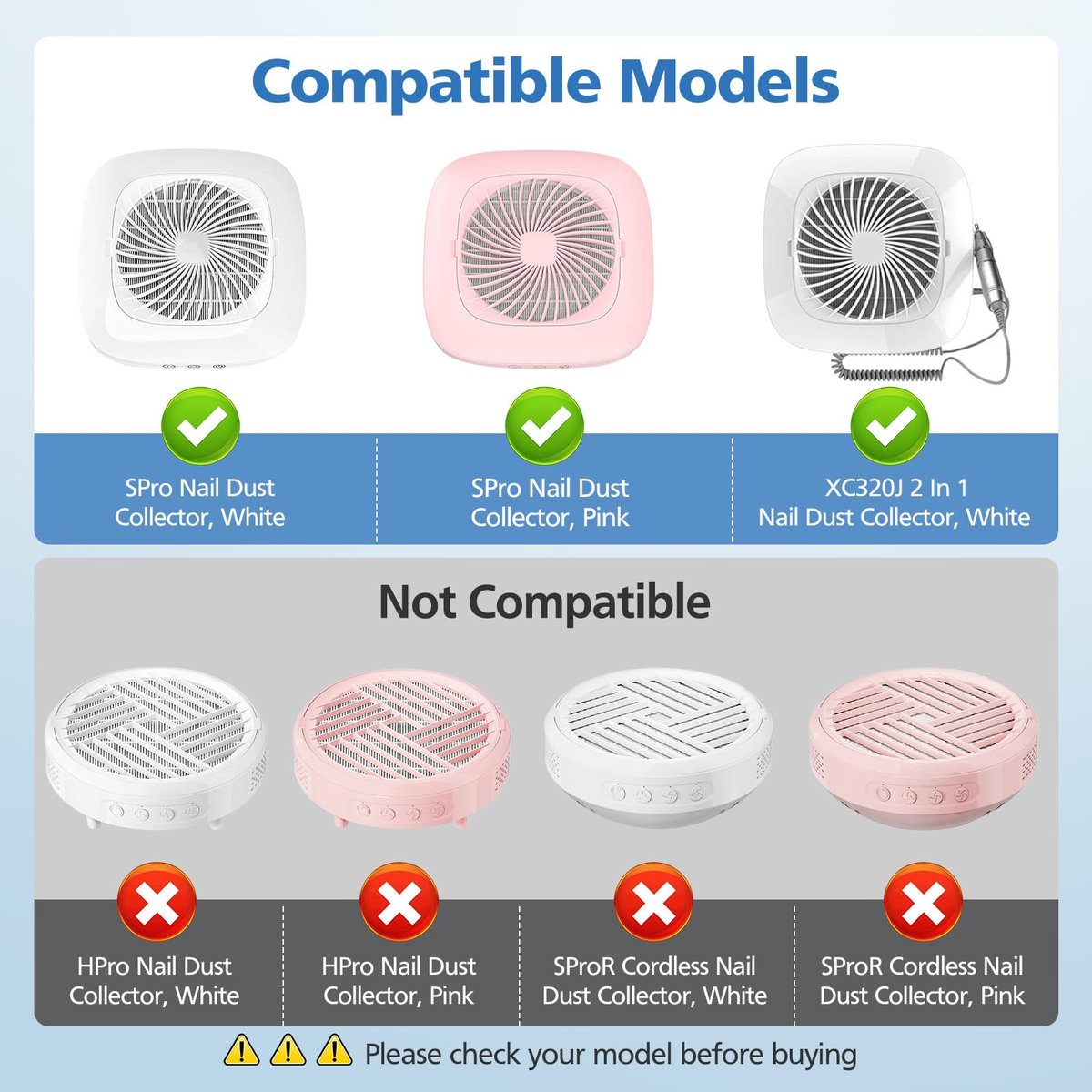 4 Pack Nail Dust Collector Replacement Filter Compatible with MelodySusie SPro / XC320J - Reusable HEPA Filter for Acrylic Nail Tools, White Avelisse