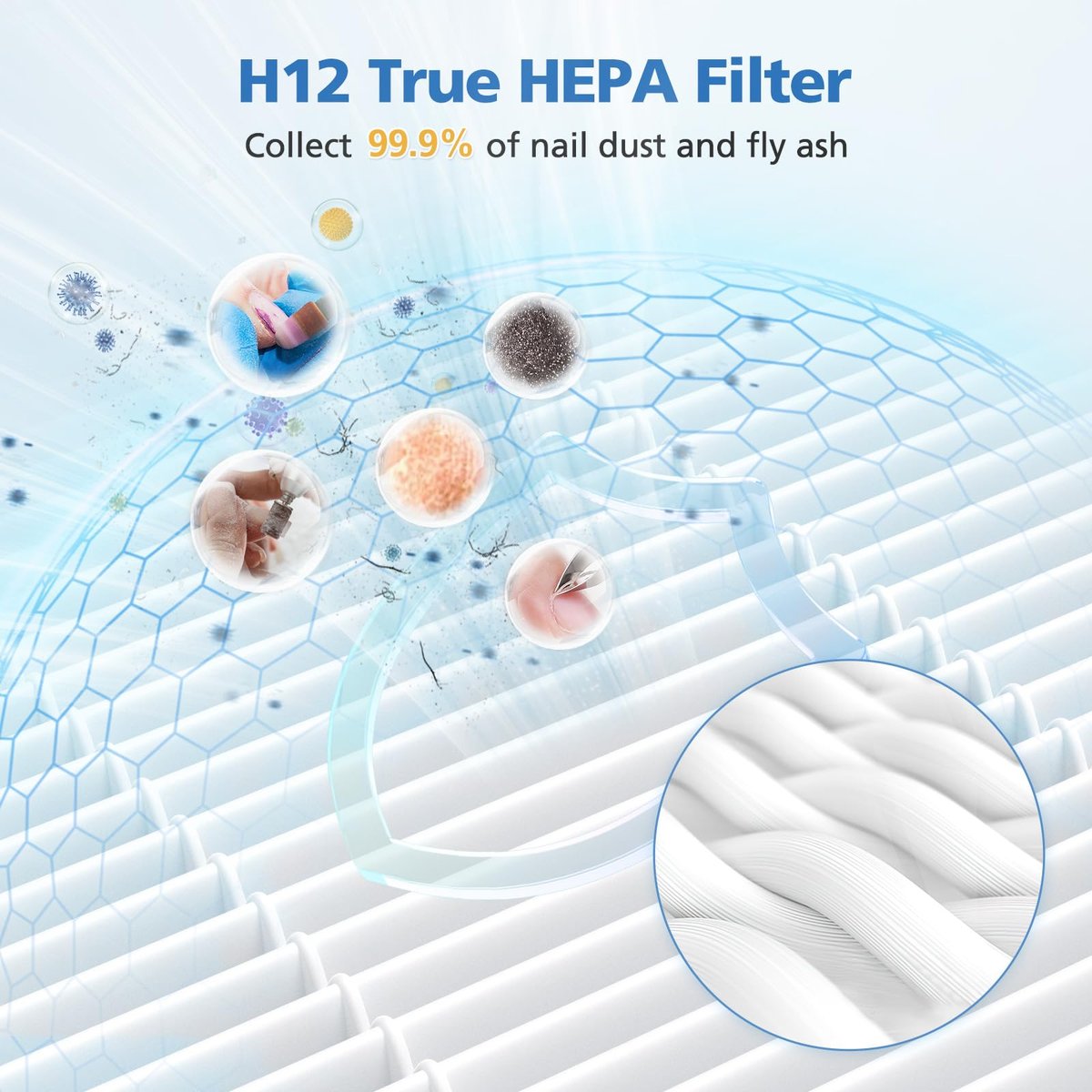 4 Pack Nail Dust Collector Replacement Filter Compatible with MelodySusie SPro / XC320J - Reusable HEPA Filter for Acrylic Nail Tools, White Avelisse