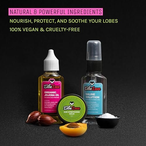 Stretch It - Ear Stretching Aftercare Trio: LobeLove Balm, Jojoba Oil & Saline Spray Avelisse