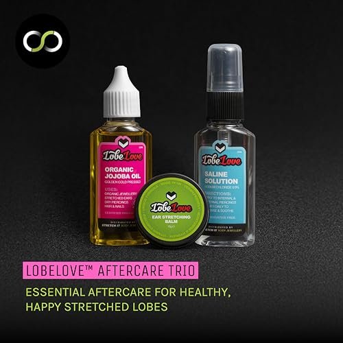 Stretch It - Ear Stretching Aftercare Trio: LobeLove Balm, Jojoba Oil & Saline Spray Avelisse