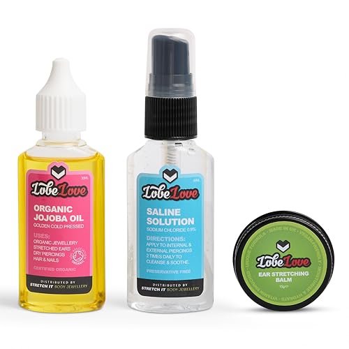 Stretch It - Ear Stretching Aftercare Trio: LobeLove Balm, Jojoba Oil & Saline Spray Avelisse
