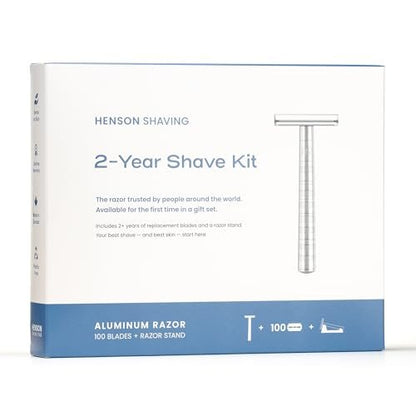 Henson AL13 Safety Razor Shave Set – Aluminum Double Edge Razor with Stand & 100 Blades for Men & Women – Gentle, Precision Shaving Kit for Smooth, Irritation-Free Shaves Avelisse