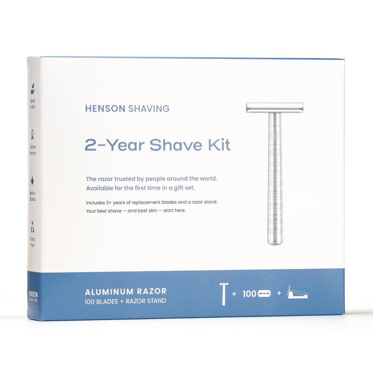 Henson AL13 Safety Razor Shave Set – Aluminum Double Edge Razor with Stand & 100 Blades for Men & Women – Gentle, Precision Shaving Kit for Smooth, Irritation-Free Shaves Avelisse