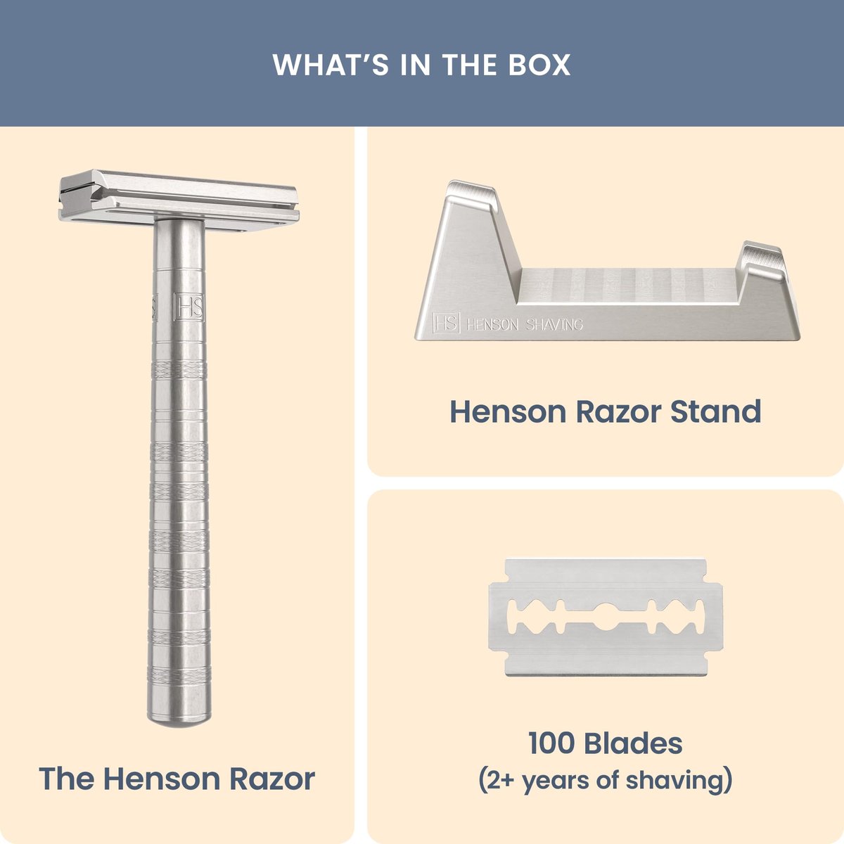 Henson AL13 Safety Razor Shave Set – Aluminum Double Edge Razor with Stand & 100 Blades for Men & Women – Gentle, Precision Shaving Kit for Smooth, Irritation-Free Shaves Avelisse