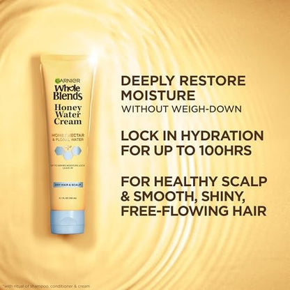 Garnier Whole Blends Honey Water Cream for Dry Hair & Scalp, 100 Hours Moisture Lock, Honey Nectar & Floral Water, 5.1 Fl Oz (Pack of 2) Avelisse