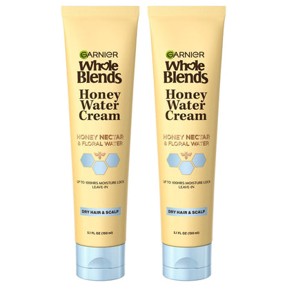 Garnier Whole Blends Honey Water Cream for Dry Hair & Scalp, 100 Hours Moisture Lock, Honey Nectar & Floral Water, 5.1 Fl Oz (Pack of 2) Avelisse