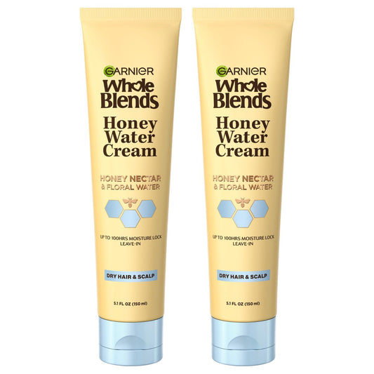Garnier Whole Blends Honey Water Cream for Dry Hair & Scalp, 100 Hours Moisture Lock, Honey Nectar & Floral Water, 5.1 Fl Oz (Pack of 2) Avelisse