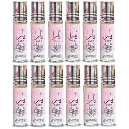 Lattafa Yara Roll-On Perfume Oil - 0.34 Fl Oz (Pack of 12) - Long-Lasting Concentrated Fragrance Avelisse