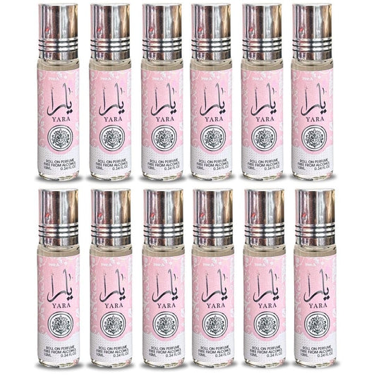 Lattafa Yara Roll-On Perfume Oil - 0.34 Fl Oz (Pack of 12) - Long-Lasting Concentrated Fragrance Avelisse