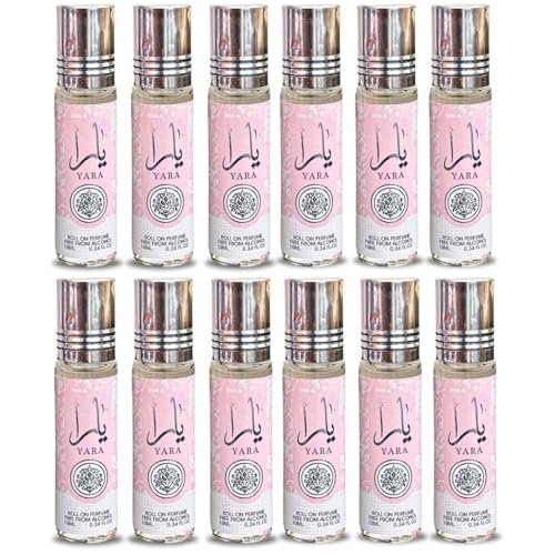 Lattafa Yara Roll-On Perfume Oil - 0.34 Fl Oz (Pack of 12) - Long-Lasting Concentrated Fragrance Avelisse