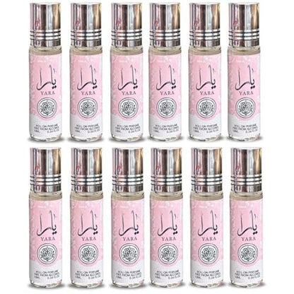 Lattafa Yara Roll-On Perfume Oil - 0.34 Fl Oz (Pack of 12) - Long-Lasting Concentrated Fragrance Avelisse