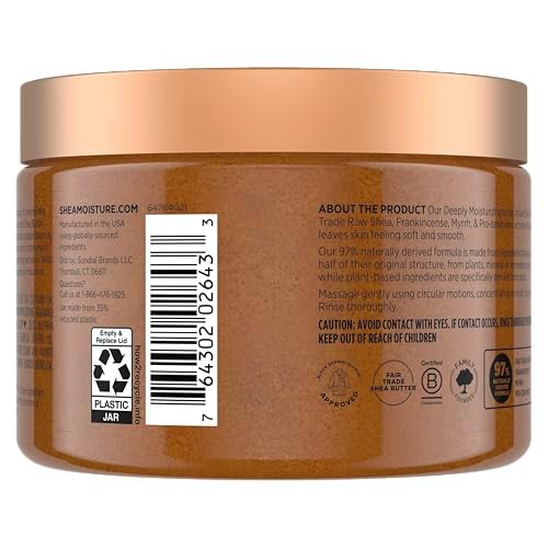 SheaMoisture Shea Sugar Body Scrub for Dry Skin – Raw Shea Butter Deeply Moisturizing Exfoliator, 12 oz Avelisse