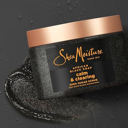 SheaMoisture Sugar Body Scrub African Black Soap for Healthy, Glowing Skin – 12 oz