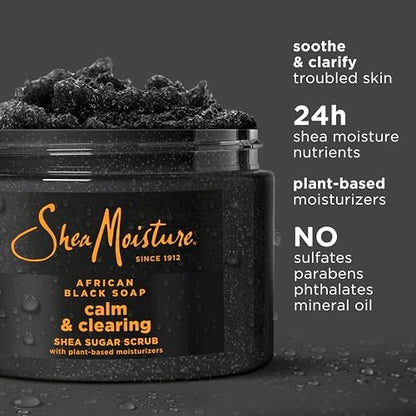 SheaMoisture Sugar Body Scrub African Black Soap for Healthy, Glowing Skin – 12 oz
