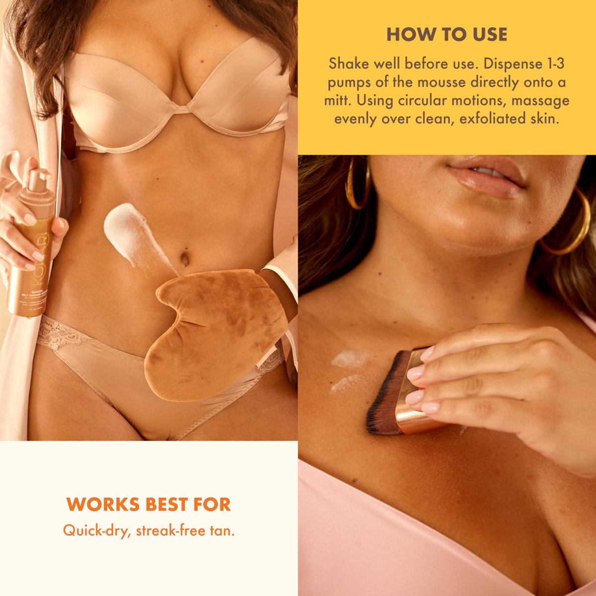 Kopari Gradual Self-Tanning Mousse with Hyaluronic Acid – Natural, Streak-Free Body Tan Avelisse