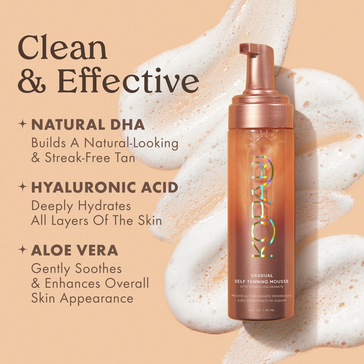 Kopari Gradual Self-Tanning Mousse with Hyaluronic Acid – Natural, Streak-Free Body Tan Avelisse
