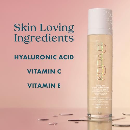 Kopari Sunglaze Sheer Setting Mist Sunscreen SPF 50 – Weightless, Fast-Drying Setting Spray with Hyaluronic Acid for a Dewy Finish (2.53 fl oz) Avelisse