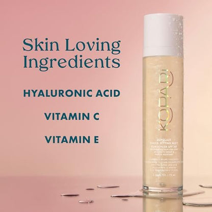 Kopari Sunglaze Sheer Setting Mist Sunscreen SPF 50 – Weightless, Fast-Drying Setting Spray with Hyaluronic Acid for a Dewy Finish (2.53 fl oz) Avelisse