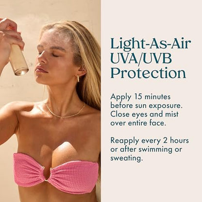 Kopari Sunglaze Sheer Setting Mist Sunscreen SPF 50 – Weightless, Fast-Drying Setting Spray with Hyaluronic Acid for a Dewy Finish (2.53 fl oz) Avelisse