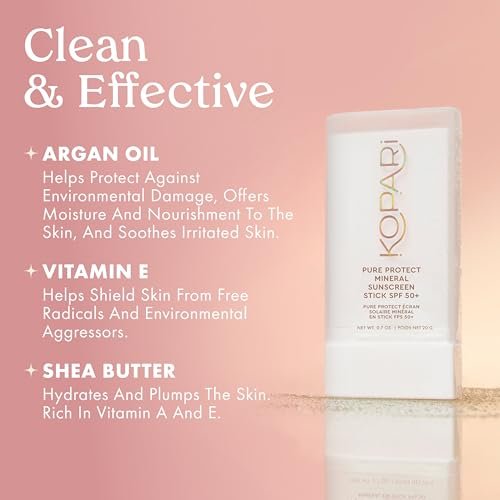 Kopari PURE PROTECT 100% Mineral Sunscreen Stick SPF 50+ - Clear Zinc Oxide Face and Body Sunscreen with Hydrating Argan Oil & Shea Butter, Sheer Finish, Ultra-Portable for Easy Reapplication Avelisse