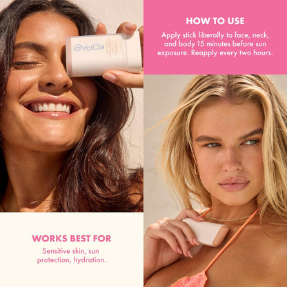 Kopari PURE PROTECT 100% Mineral Sunscreen Stick SPF 50+ - Clear Zinc Oxide Face and Body Sunscreen with Hydrating Argan Oil & Shea Butter, Sheer Finish, Ultra-Portable for Easy Reapplication Avelisse