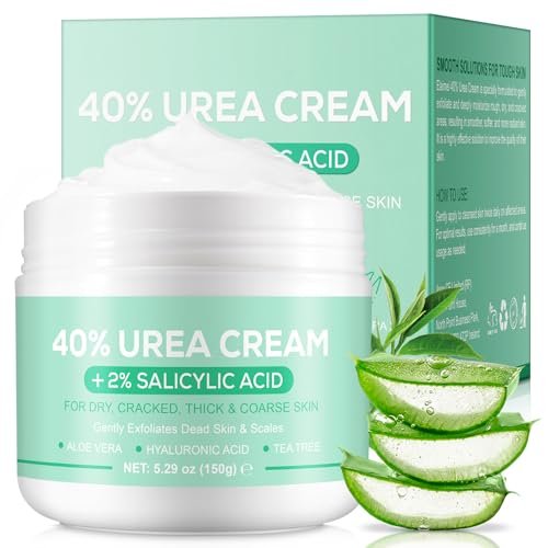 40% Urea Cream for Feet with Salicylic Acid, Hyaluronic Acid, Tea Tree & Aloe Vera – Maximum Strength Moisturizer for Dry, Cracked Heels & Knees (5.29 oz) - görsel 2
