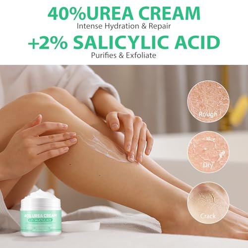 40% Urea Cream for Feet with Salicylic Acid, Hyaluronic Acid, Tea Tree & Aloe Vera – Maximum Strength Moisturizer for Dry, Cracked Heels & Knees (5.29 oz) - görsel 10