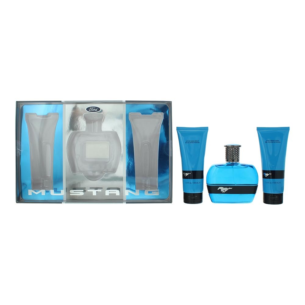 Mustang Blue 3 Piece Men's Gift Set: Eau de Toilette, Aftershave & Hair and Body Wash - görsel 1