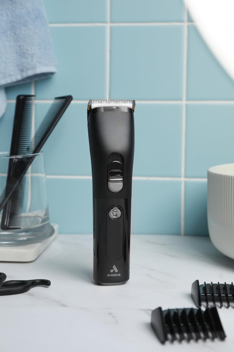 Andis Envision Cordless High-Speed Hair Clipper - 21-Piece Kit, Adjustable Blade, LED Display, Black Avelisse
