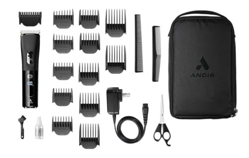 Andis Envision Cordless High-Speed Hair Clipper - 21-Piece Kit, Adjustable Blade, LED Display, Black Avelisse