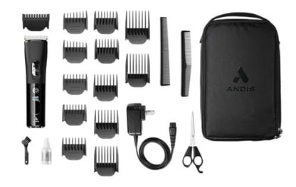 Andis Envision Cordless High-Speed Hair Clipper - 21-Piece Kit, Adjustable Blade, LED Display, Black Avelisse